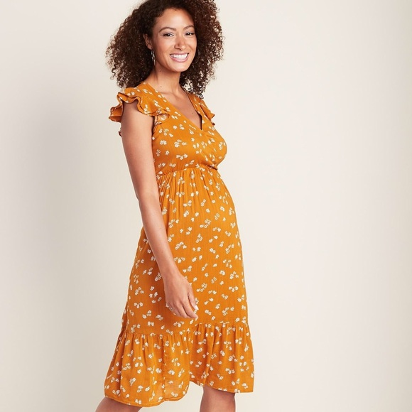 Old Navy Dresses & Skirts - Maternity Ruffle-trim Wrap-front Tiered Midi Dress